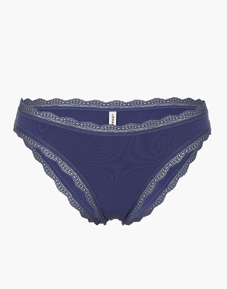 Slip Lovable Panties in cotone e pizzo elasticizzati, blu violaceo - Image 5