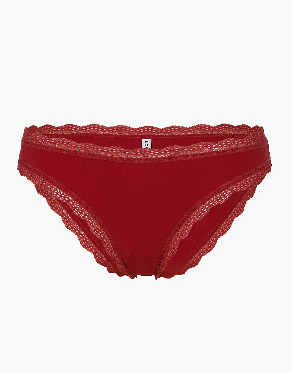 Slip Lovable Panties in cotone e pizzo elasticizzati, rosso lampone - Image 5