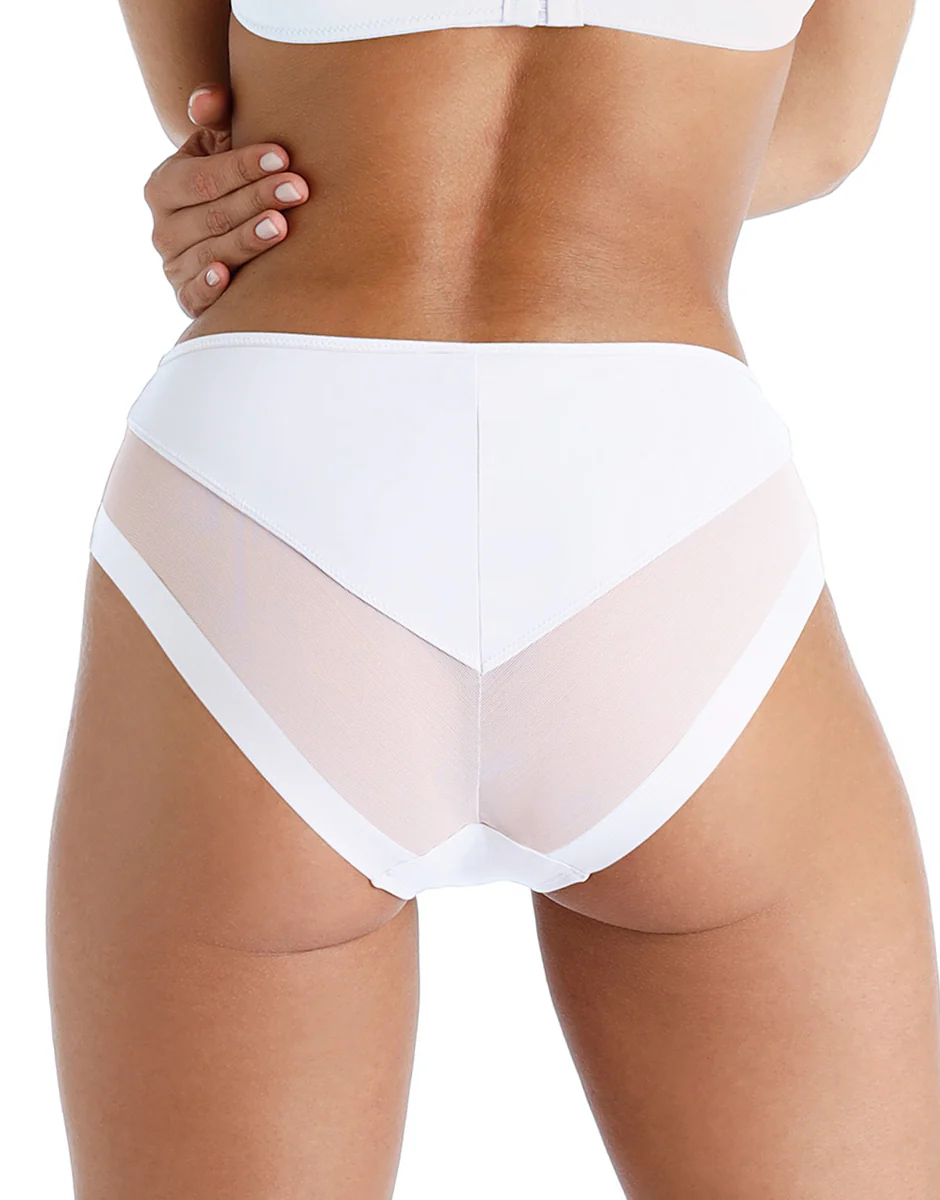 Slip Midi Classic Invisible in microfibra e tulle, bianco - Image 2