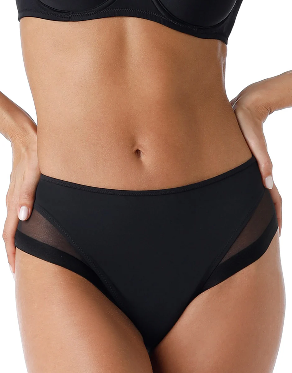 Slip Midi Classic Invisible in microfibra e tulle, nero