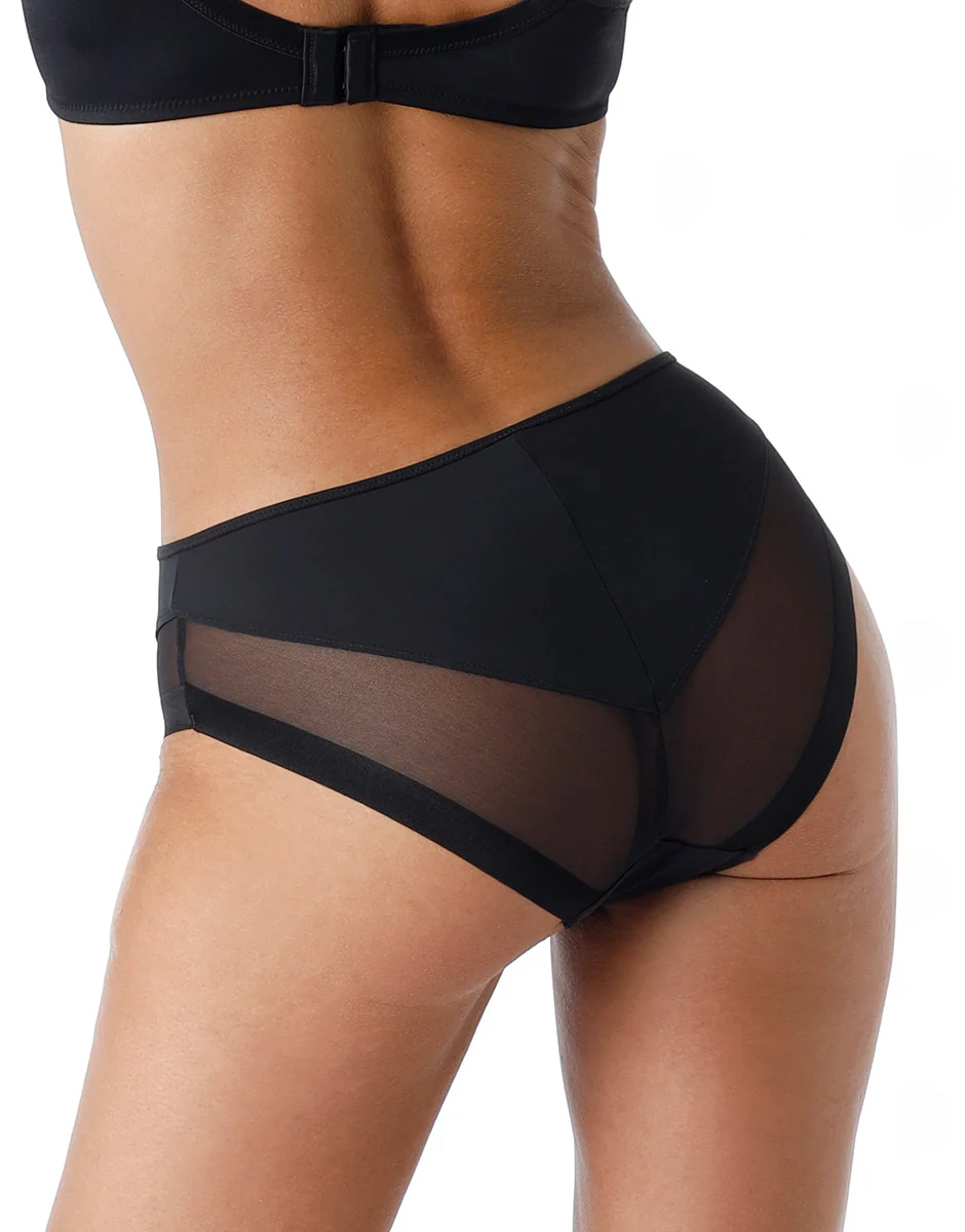 Slip Midi Classic Invisible in microfibra e tulle, nero - Image 2