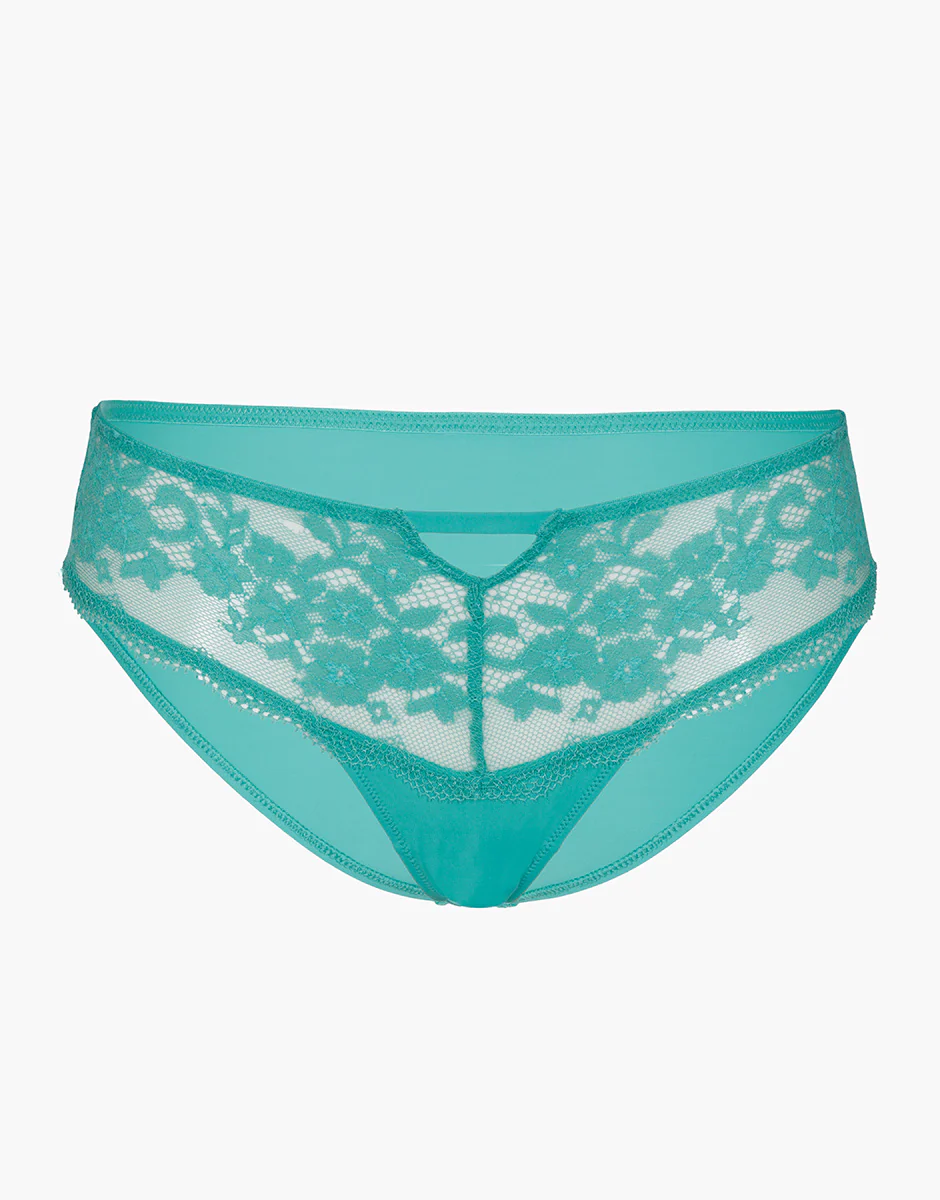 Slip midi Flower Dreams in pizzo elastico e microfibra, menta - Image 5