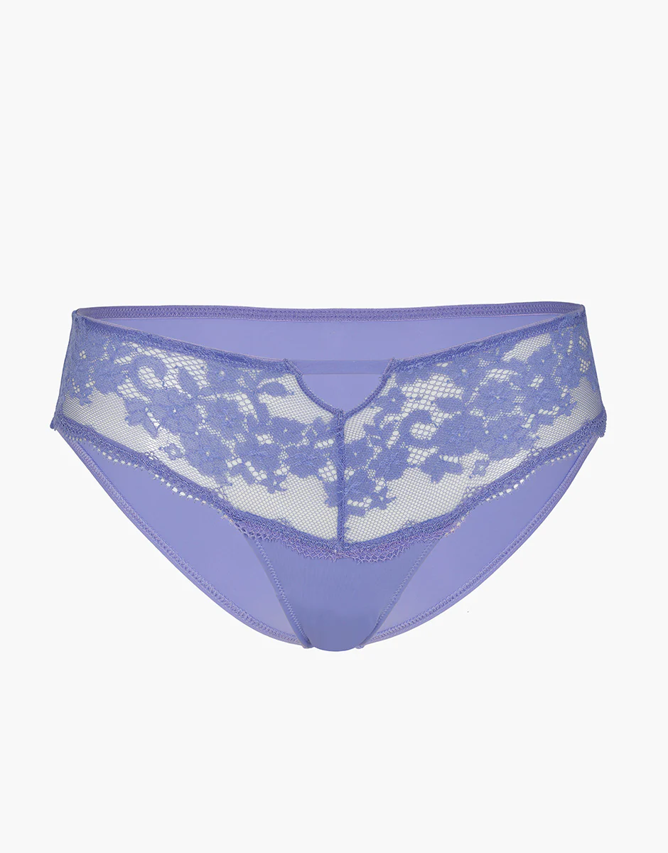 Slip midi Flower Dreams in pizzo elastico e microfibra, violetto - Image 5