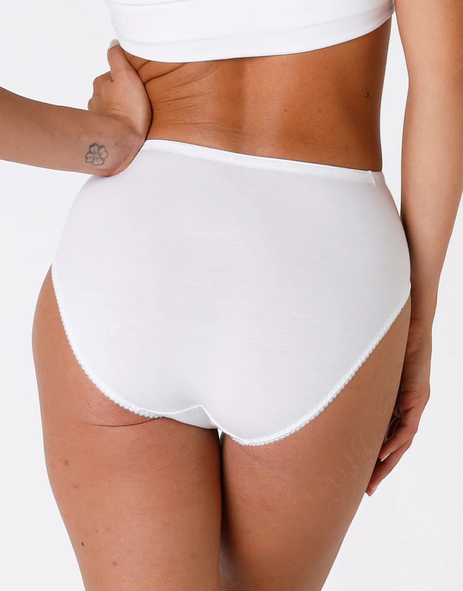 Slip midi Lovely Charme bianco in cotone elasticizzato con pizzo - Image 3