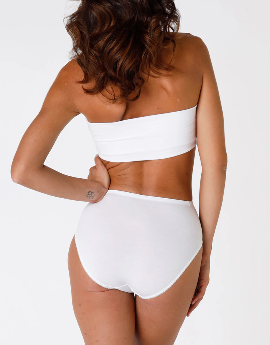 Slip midi Lovely Charme bianco in cotone elasticizzato con pizzo - Image 5