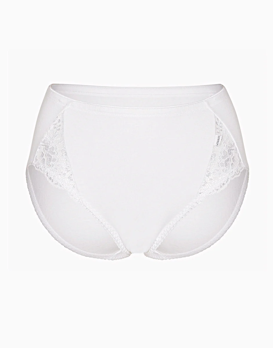 Slip midi Lovely Charme bianco in cotone elasticizzato con pizzo - Image 7