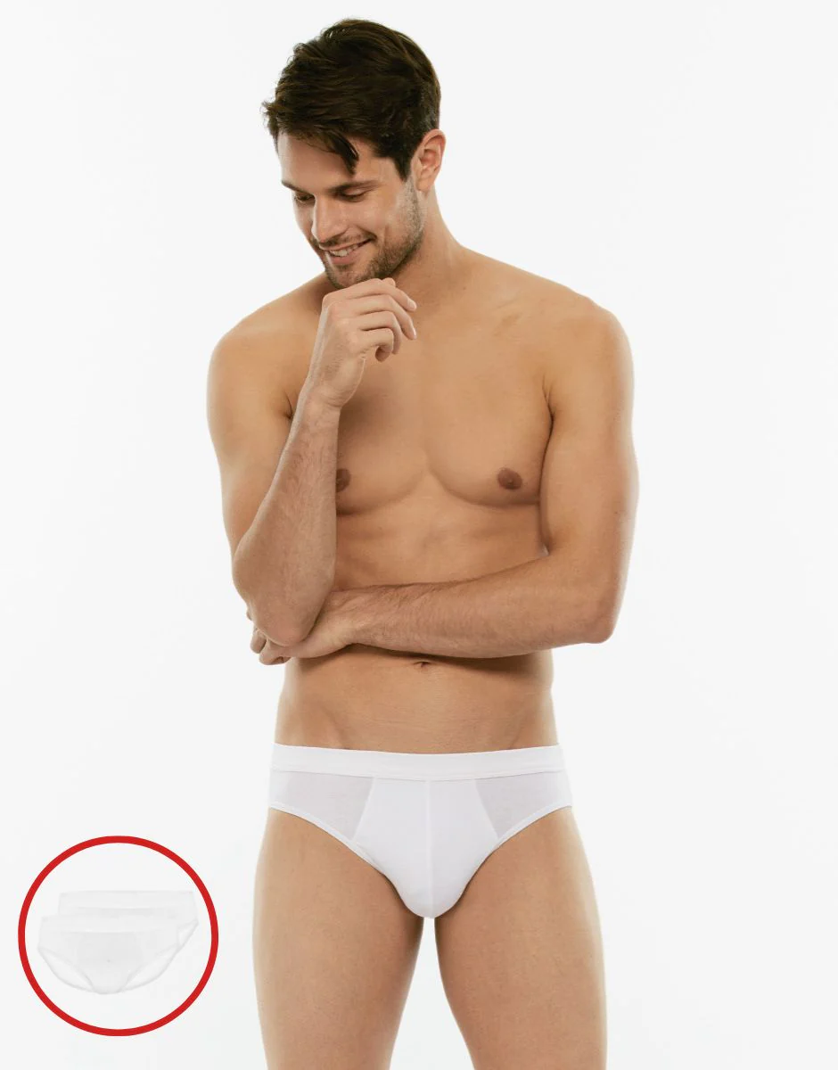 Slip mini BiPack Cotton Stretch bianco in cotone elasticizzato