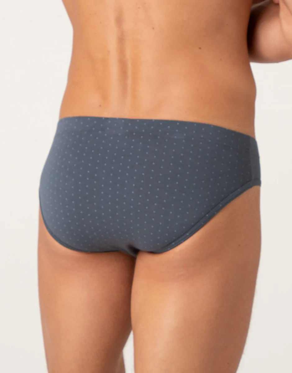 Slip Printed Cotton Modal, antracite pois azzurro - Image 2