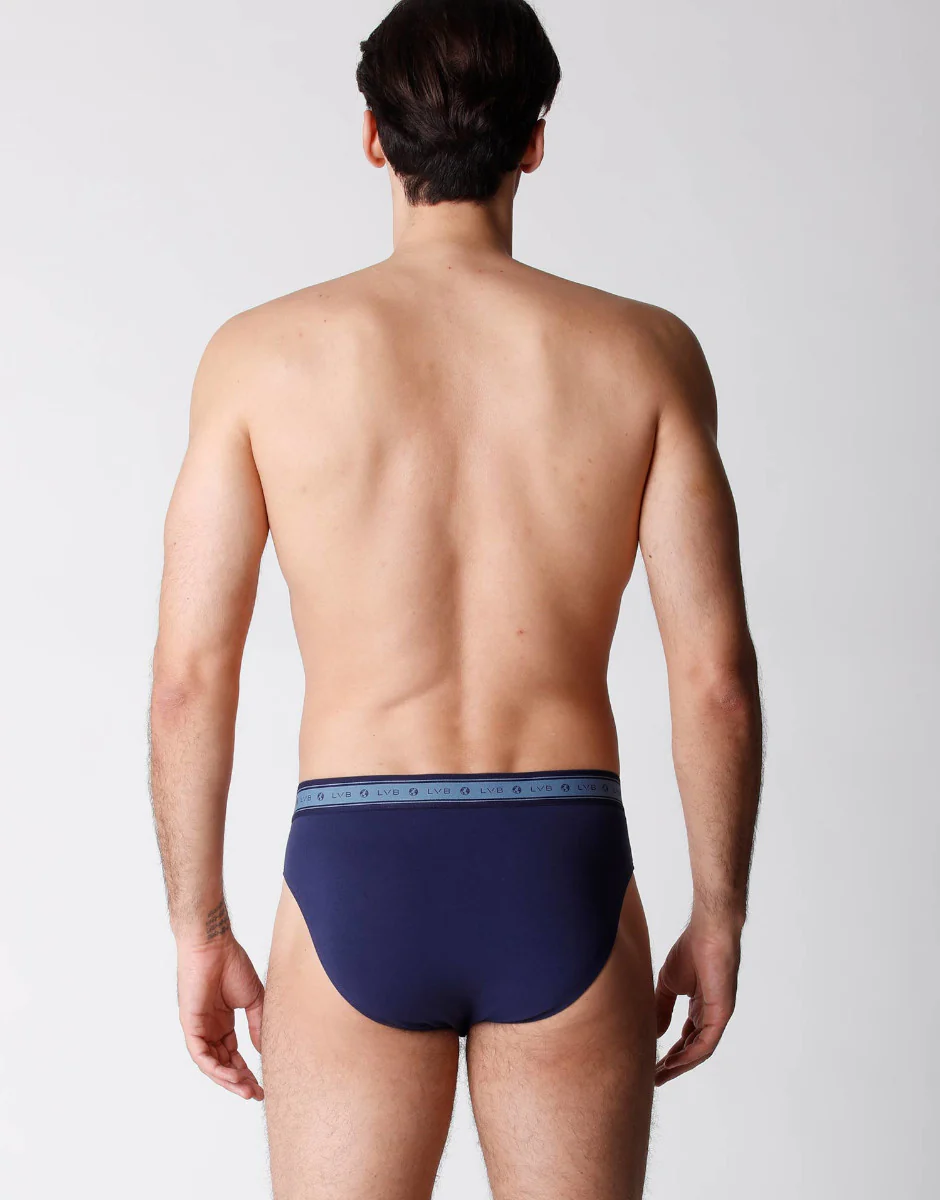 Slip uomo in cotone biologico, confezione x2 blu melange - Image 3