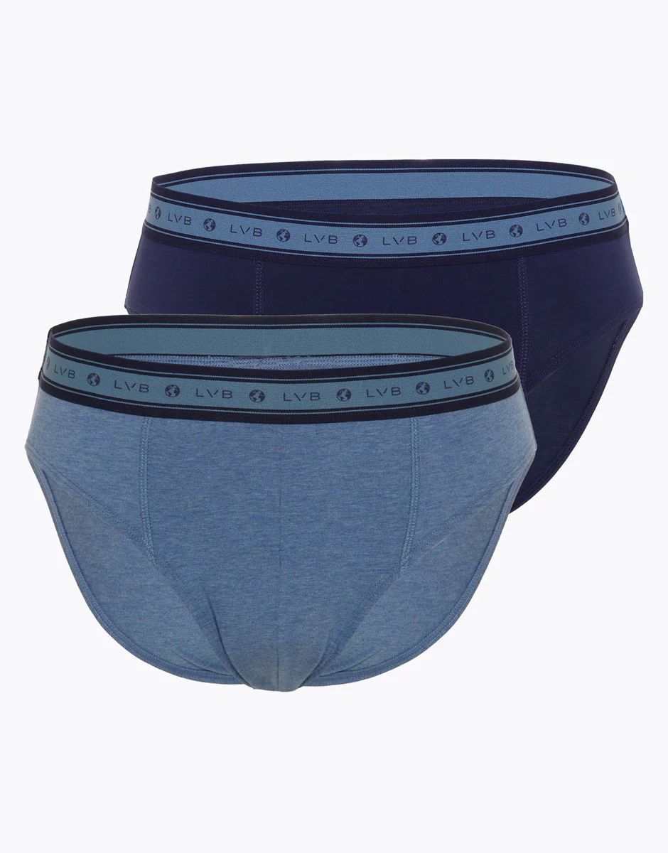 Slip uomo in cotone biologico, confezione x2 blu melange - Image 5