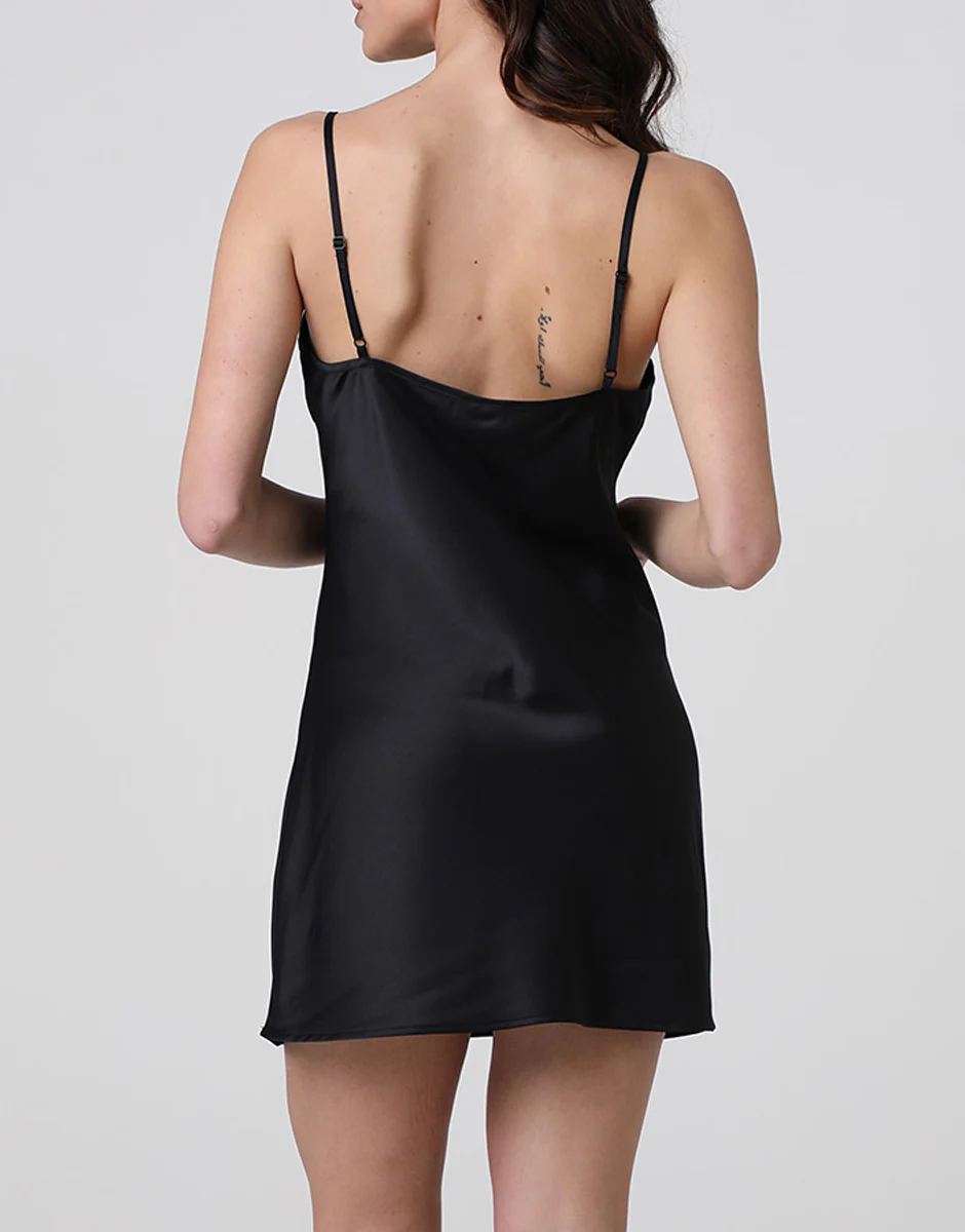 Sottoveste in satin, nero - Image 3