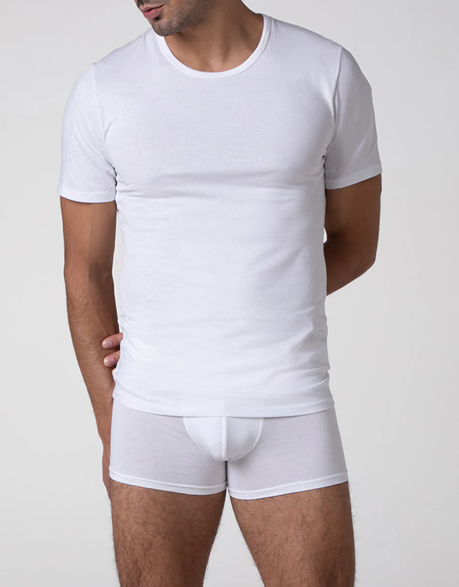 T-shirt girocollo Cool Sensation in Stretch Cotton, bianco