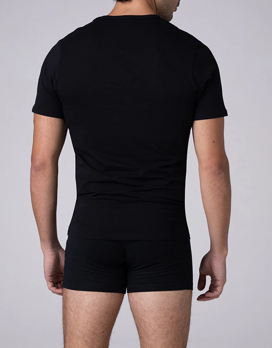 T-shirt girocollo Cool Sensation in Stretch Cotton, nero - Image 2