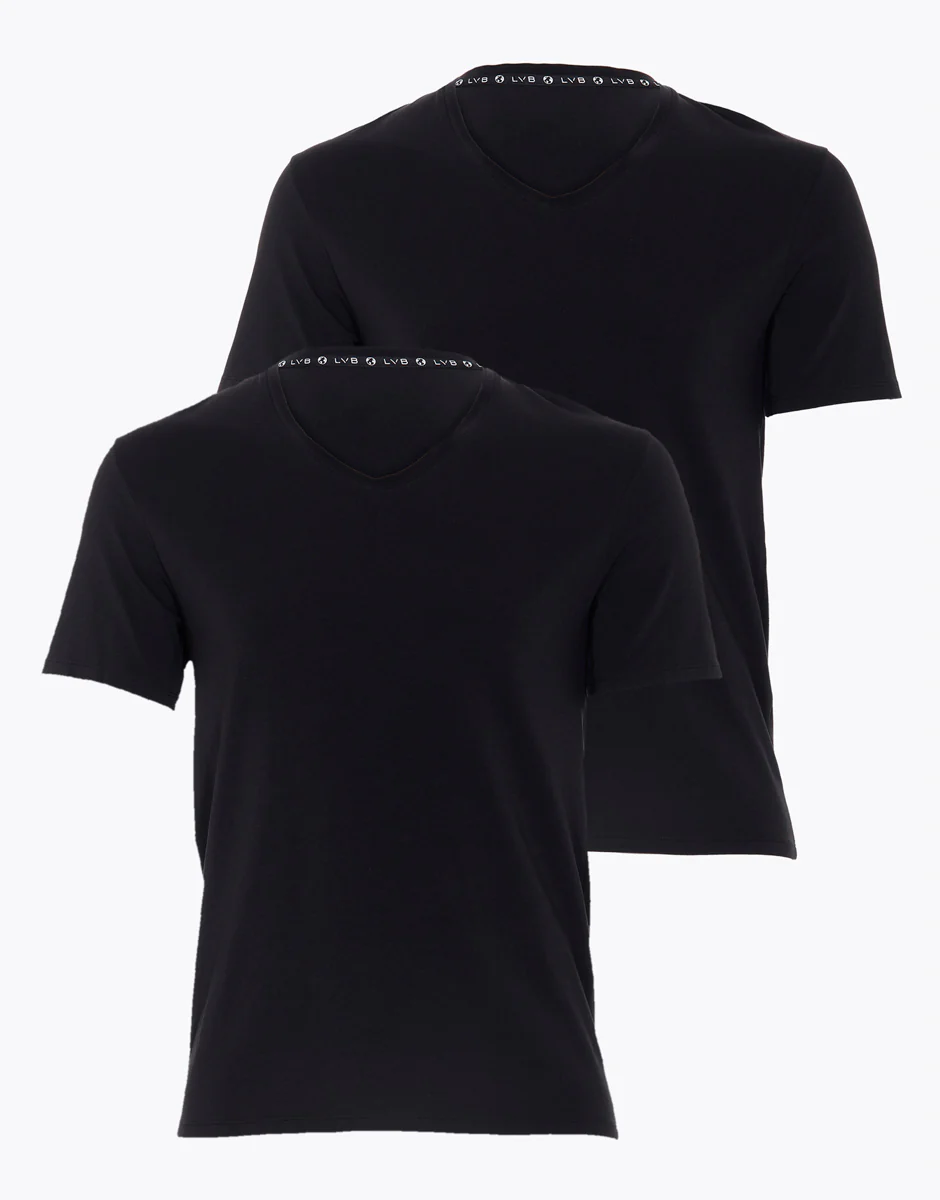 T-shirt girocollo uomo in cotone biologico, confezione x2 nero - Image 3