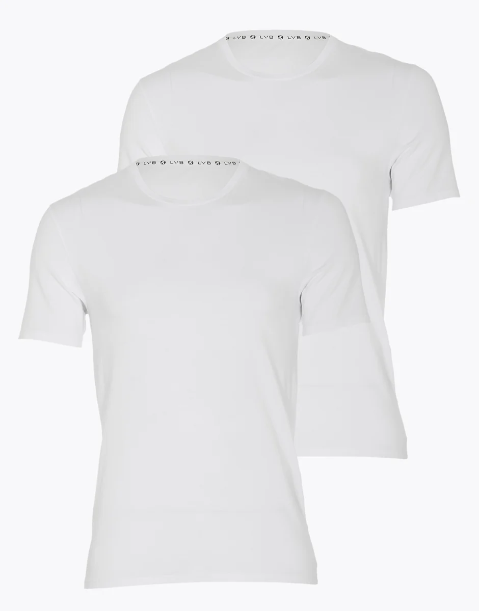 T-shirt scollo a V uomo in cotone biologico, confezione x2 bianco - Image 3