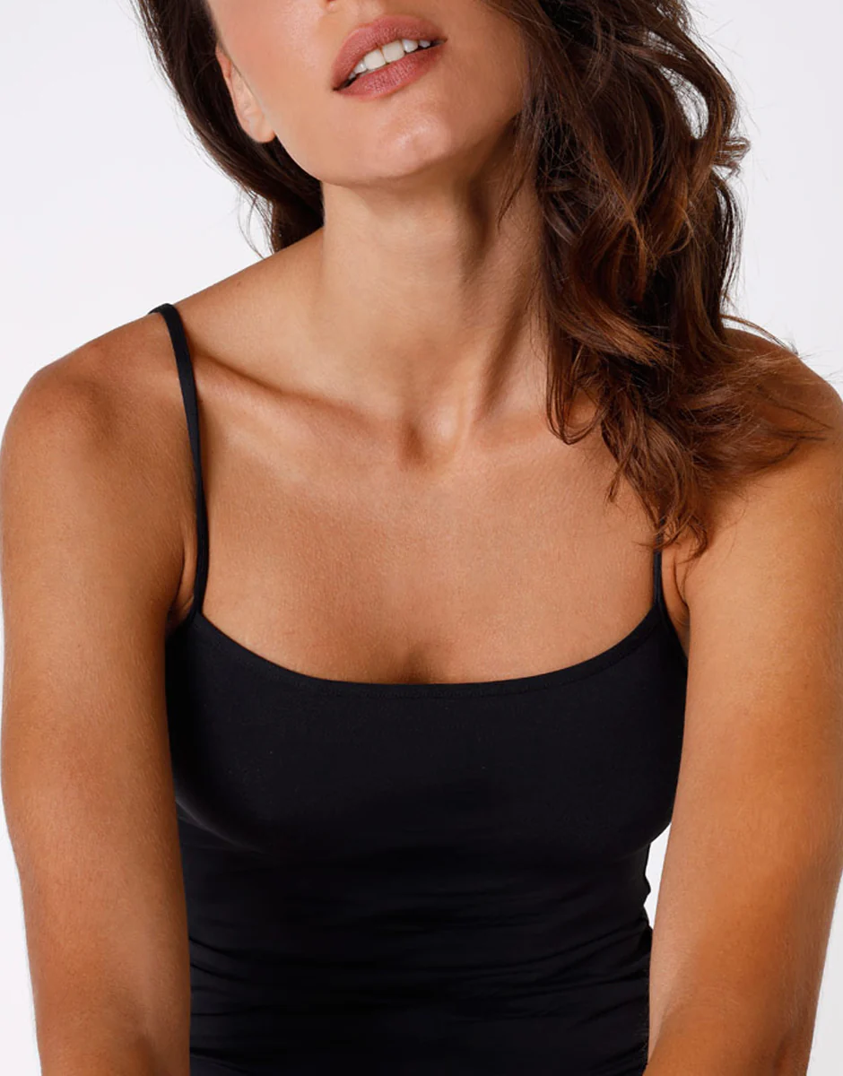 Top Basic Soul liscio nero in microfibra