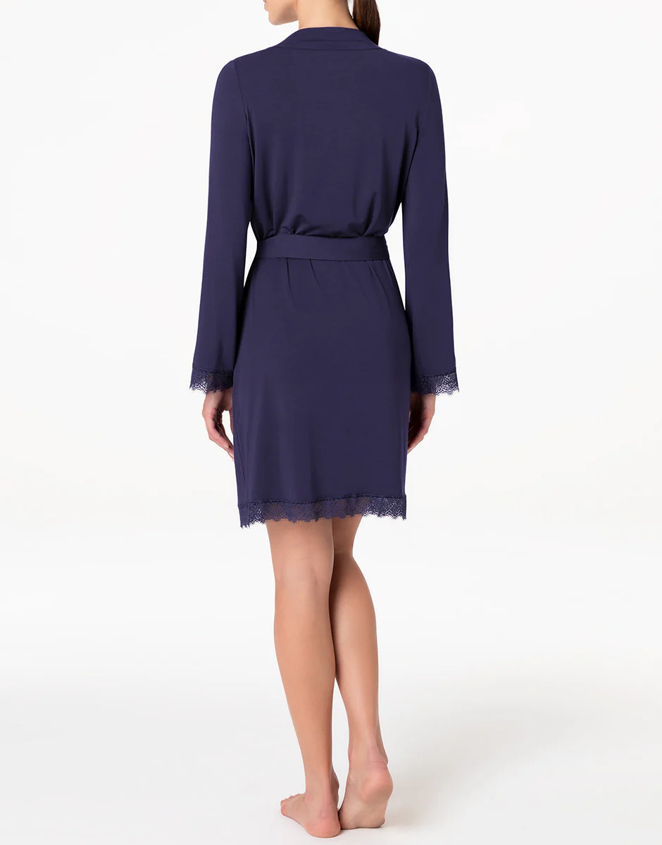 Vestaglia manica lunga Elegant Modal, blu notte - Image 2
