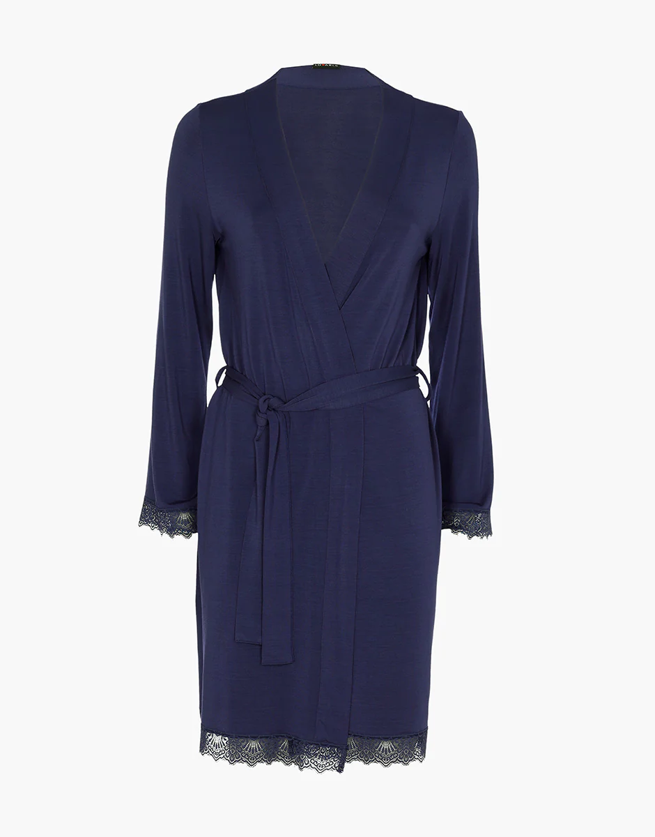 Vestaglia manica lunga Elegant Modal, blu notte - Image 4